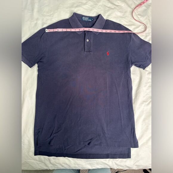 Polo Ralph Lauren Men’s Medium Navy Collared Shirt, Red Logo, Classic Fit - Picture 6 of 11